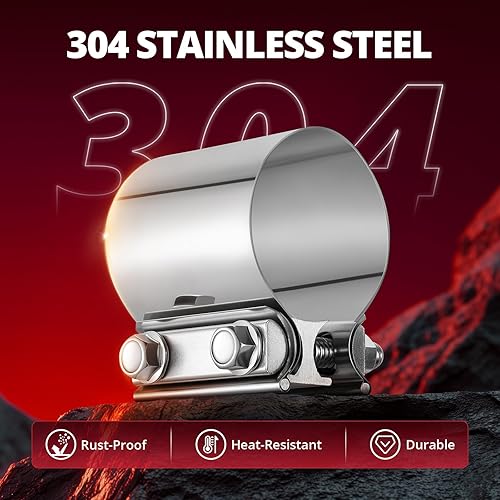 Miniatura 35 de EVIL ENERGY Abrazadera de escape de 2.0 pulgadas, acoplador de manguito de abrazadera de acero inoxidable para tuberías, silenciadores