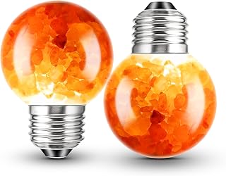 Himalayan Salt Lamp LED Light Bulbs, 3W Warm Amber Light Bulb 2200k, 2pack | Ambient Mood Lighting Night Light, E26 G45 Salt Rock Stress Relief Bulbs for Bedroom, Decor, Sleep Light, Non-Dimmable