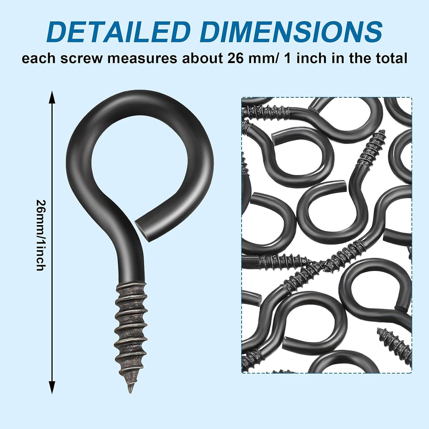 180 Pieces Eye Screws Eye Hooks Eye Bolts Plated Screw in Eye Stainless