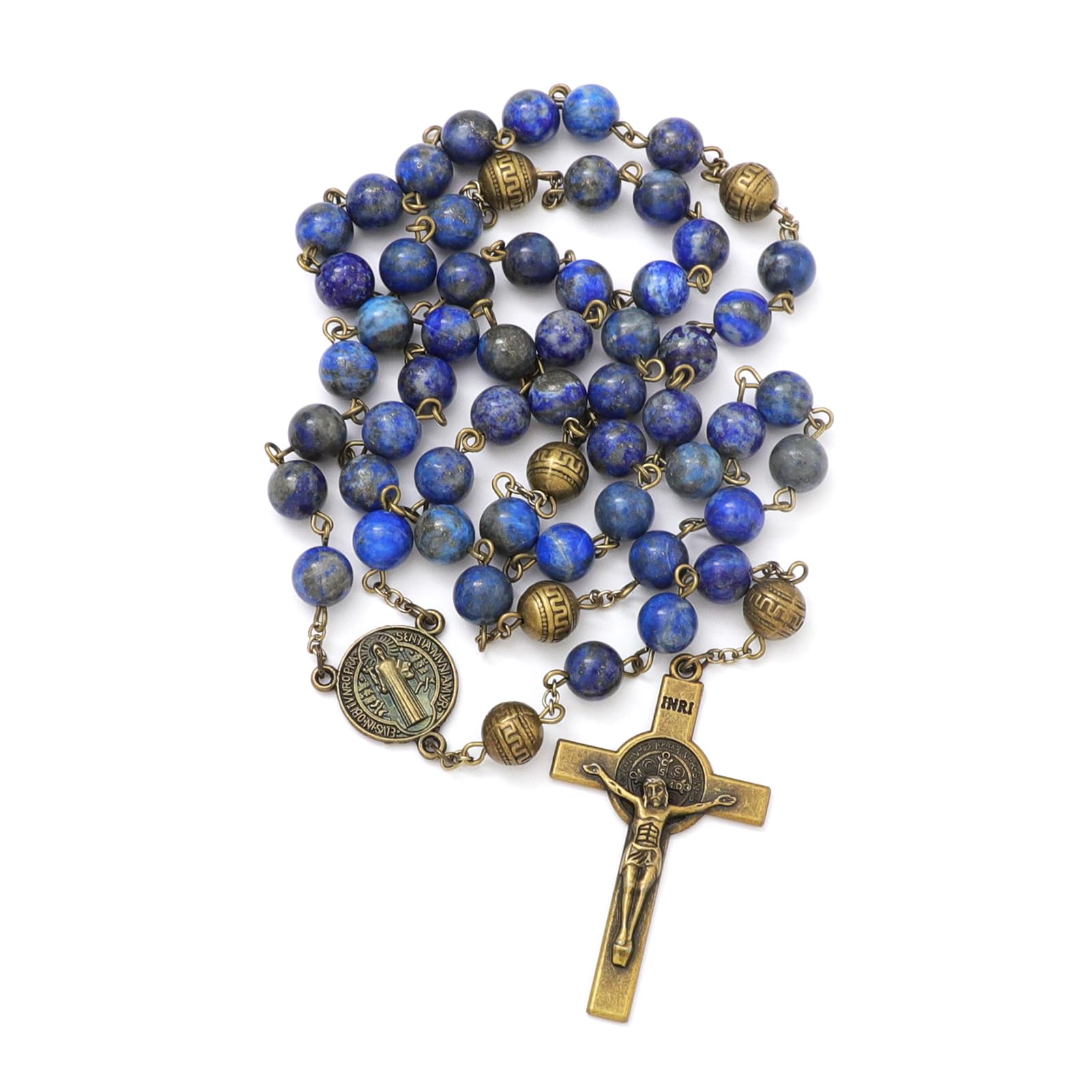 Sponsored Ad - 8mm Natural Stone Beads Rosary Necklace Rosarios Catolicos Para Mujer Catholic Rosary Beads for Women Christian Gifts