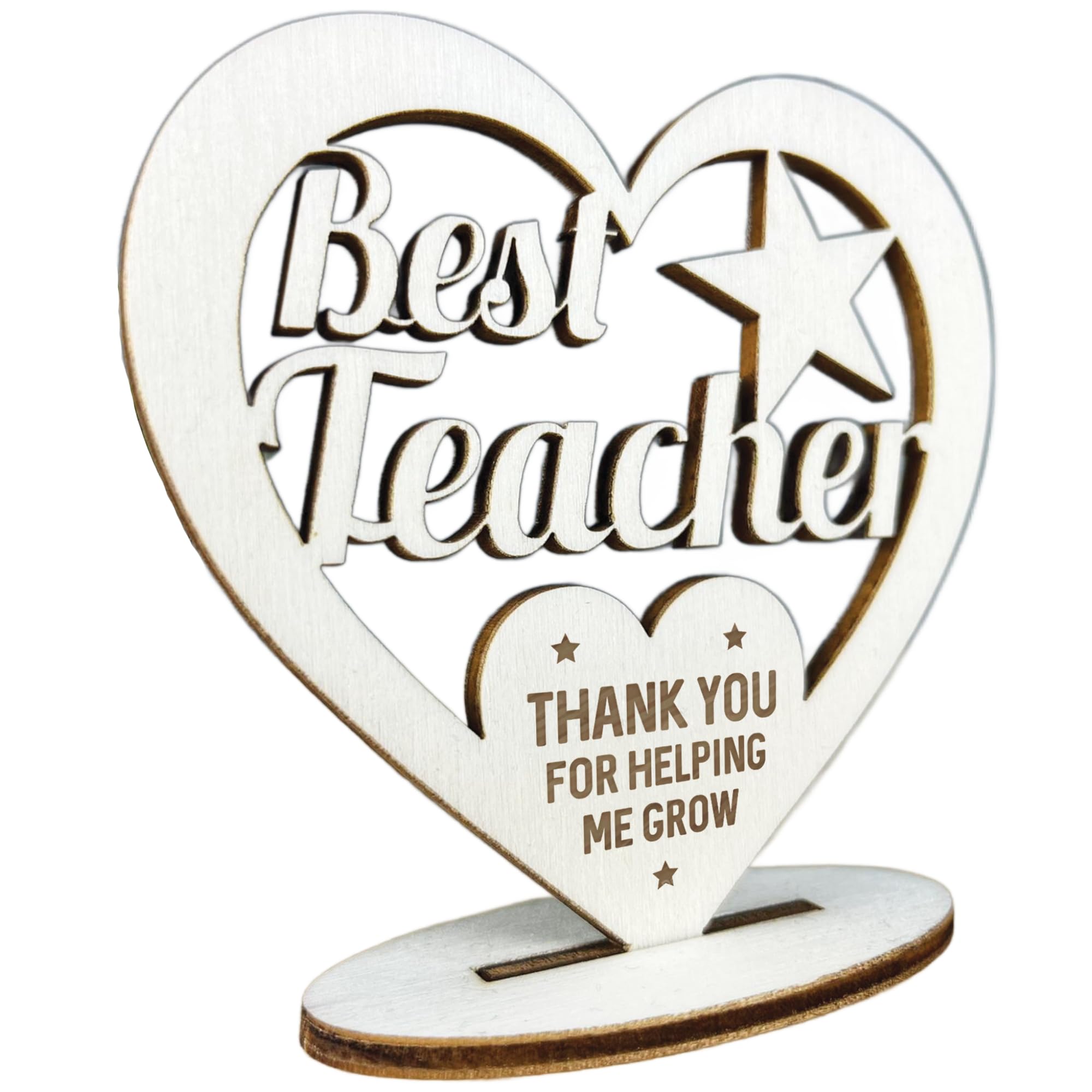 Red Ocean Teacher Appreciation Thank You Gifts | Best Teacher Gifts For Women | Engraved Wooden Heart Gift For Teacher