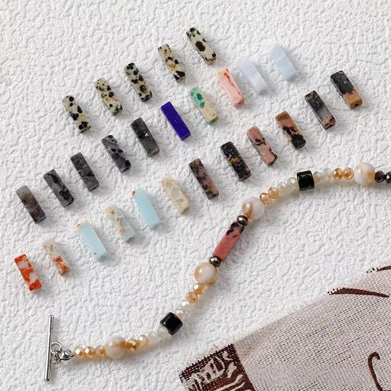 50 Pcs Natural Stone Beads Rectangle Tube Healing Crystal Reiki Quartz Loose Beads Spacer for for Jewelry Making Bracelet Necklace DIY Accessories - Image 4