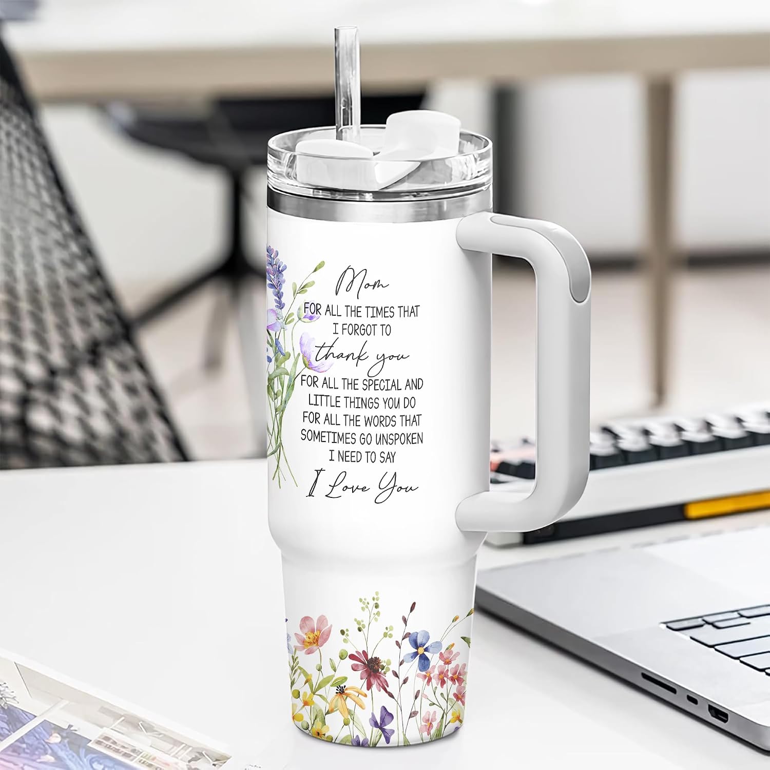 Gossby Bestie Gift for Women - 30oz TUMBLER - Best Friend Tumbler for Women - Christmas, Birthday, Friendship Gifts - Stainless Steel Insulated Travel Mug with Handle (Best Mom Ever)