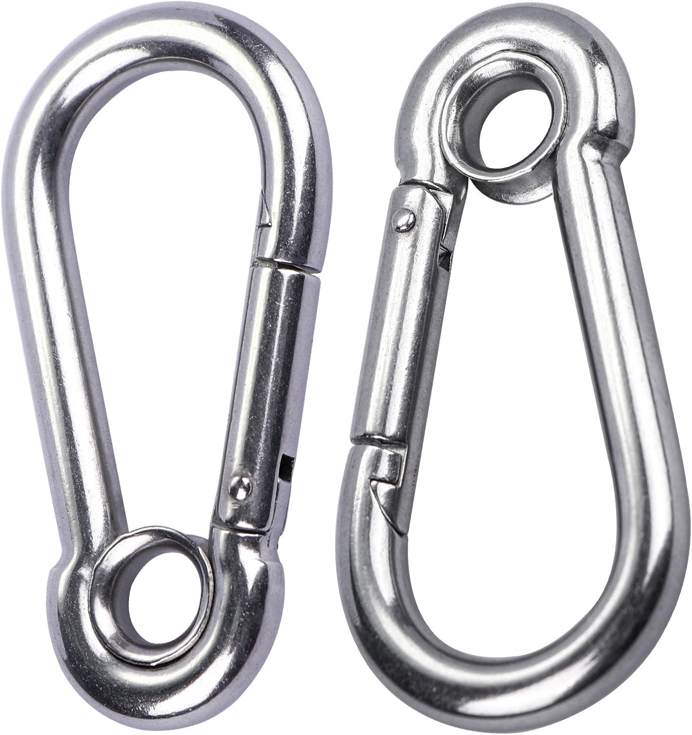 2pcs 3/8'' Stainless Steel Snap Hook Link M10 Carabiner Clip with Eyelet, 650lb Load, 4 Inch Length