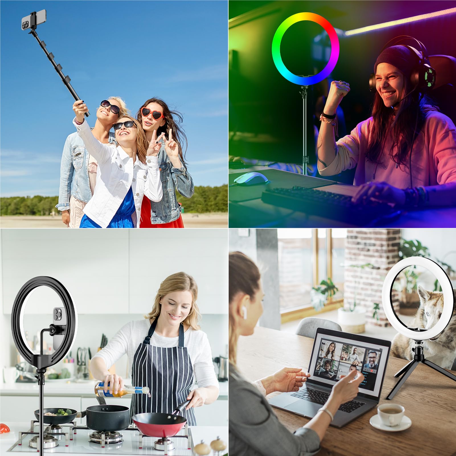 12" Selfie Ring Light with 73" Extendable Tripod Stand: PEYOU Desk Selfie Lights 38 Color Modes, Upgrade 3 in 1 Dimmable Adjustable Speed Ring Light for Makeup/TIK Tok/YouTube: 73 inch