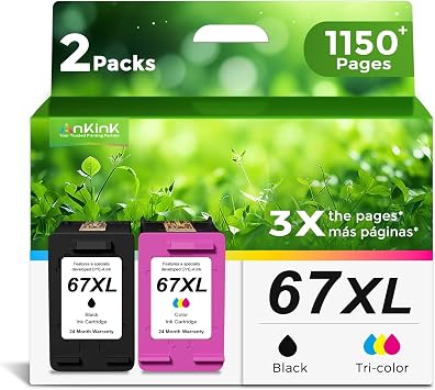ANKINK Remanufactured 67XL Ink Cartridge Replacement for DeskJet Envy 2700 2700e 4100 6400 4155e 2755e 6000 2855e 2827e 2752e 4100e 6458 6455e 4152 6055e 6052e 4152e 2742e 6400e with V26.05.01 Chips