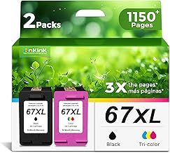 Ankink 67XL Ink Cartridge (Black Tri-Color Combo 2 Pack) Replacement for HP 67 XL for DeskJet Envy 2700 2700e 4100 6400 4155e 2755e 2855e 2827e 2752e 4100e 6458 6455e 4152 6055e 4152e 2742e hp67xl