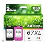 Ankink 67XL Ink Cartridge (Black Tri-Color Combo 2 Pack) Replacement for HP 67 XL for DeskJet Envy 2700 2700e 4100 6400 4155e 2755e 2855e 2827e 2752e 4100e 6458 6455e 4152 6055e 4152e 2742e hp67xl