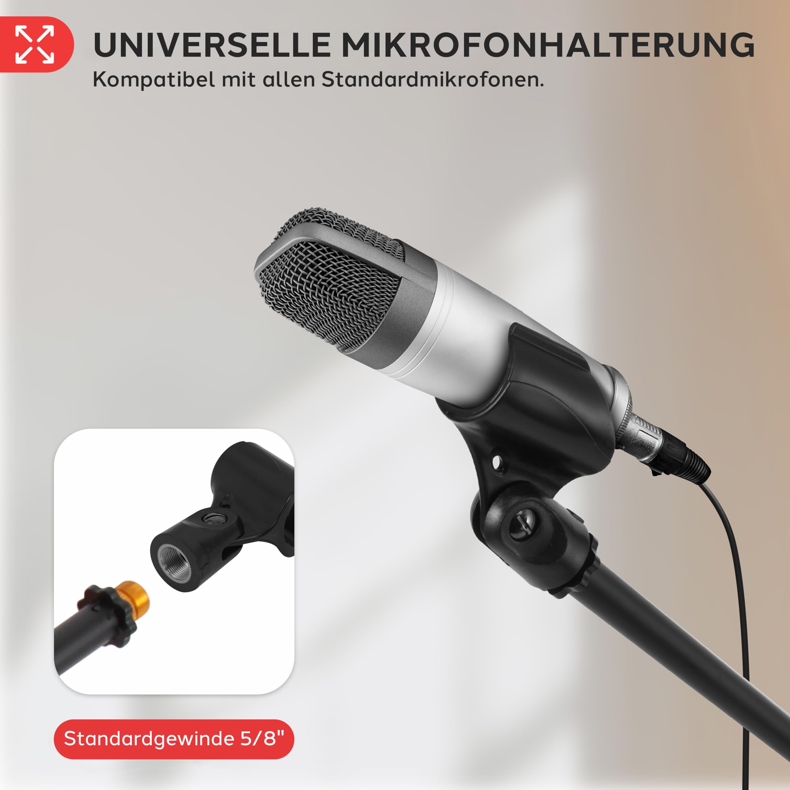 Pyle Mikrofonständer 2er-Set mit Galgenarm – Mikrofonstativ höhenverstellbar 70–132cm, faltbar, Tragetasche
