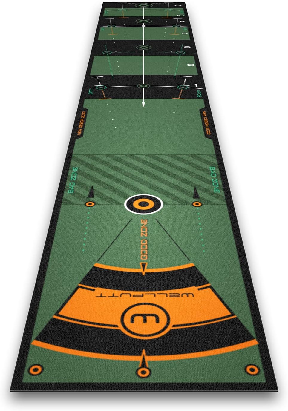 WELLPUTT WELLPUTT Golf Putter Mat, 6.6 ft (2 m), 9.8 ft (3 m), 13.1 ft (4 m) Golf Putter Mat, WELLPUTT Zone, Putter Practice, Made in France, Official Japanese Distribution