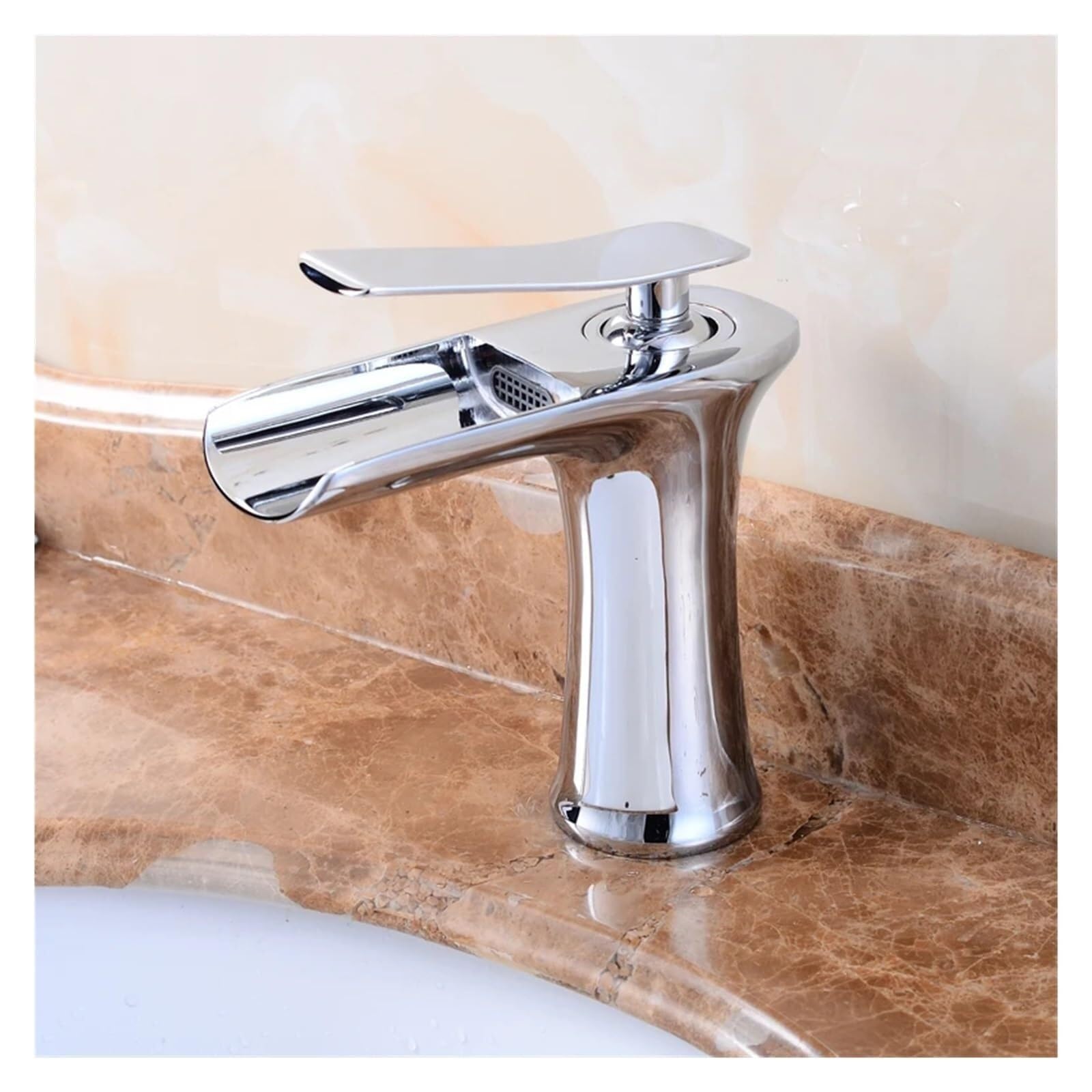 Basin Tap Waterfall Bathroom Basin Sink Faucets Hot Cold Tap Deck Mounted Water Mixer Crane Antique Bronze Chrome Finished(Chrome)