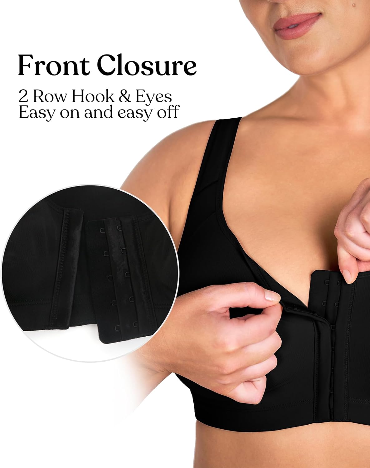 HSIA Posture Bras for Women - Front Closure Bra for Women No Underwire Back Support Plus Size Full Coverage Bra Toast - Image 2