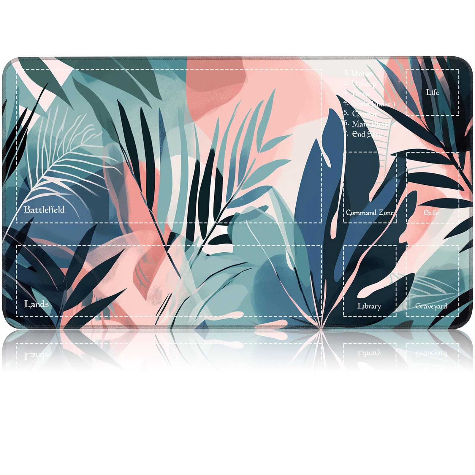 MTG Playmat for Magic TCG - Rubber Play Mat With Smooth Surface, Trading Card Inked Mat With Zones, Battle Game, Leaf Puzzle - Tabletop Card Playmats
