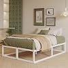 EMODA King Size Bed Frame 36cm High with Steel Slats Support, 150 x 200cm Heavy Duty Metal Bed Frame King Size Solid Platform, Noise Free, Easy Assembly, White