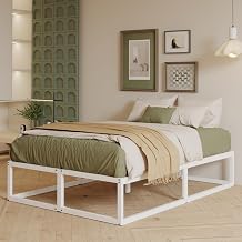 EMODA Super King Bed Frame 36cm High with Steel Slats Support, 180 x 200cm Heavy Duty Metal Super King Size Bed Frame Solid Platform, Noise Free, Easy Assembly, White