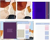 Vista 8 de Carpeta de 3 anillas, carpeta de anillos redondos de 1 pulgada con portapapeles, pestañas divisoras, fundas de bolsa con cremallera de PVC