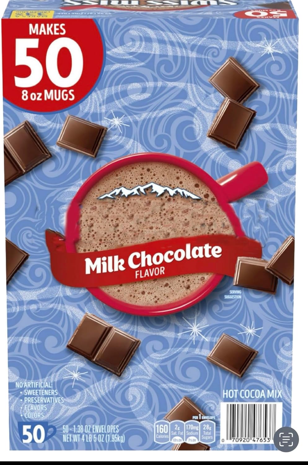 Swiss Miss Hot Cocoa Mix, Milk Chocolate Flavor, 50 Count Packets