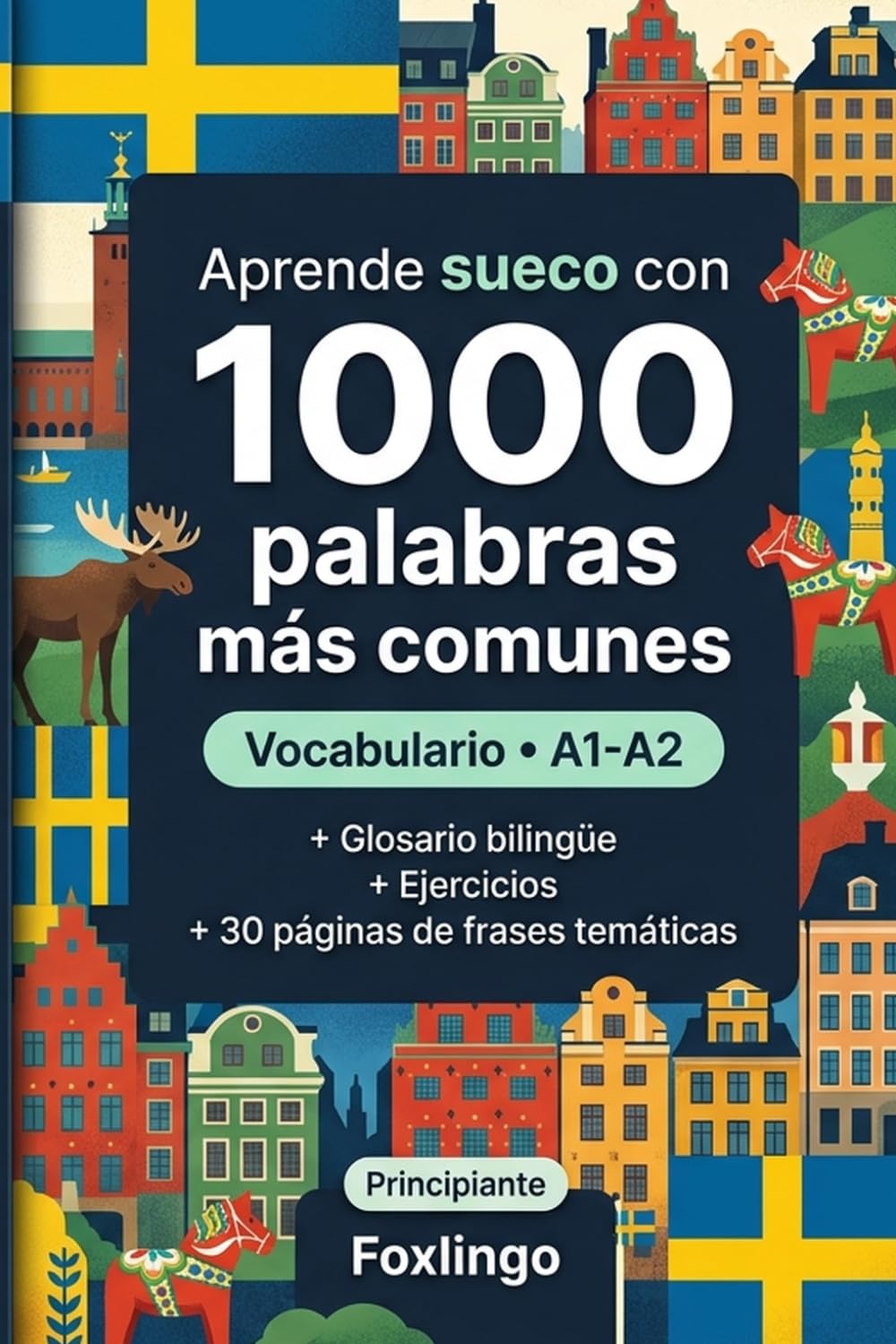 1000 Palabras Más Comunes en Sueco para Principiantes: Vocabulario con ejercicios, glosario y frases. Ideal para nivel A1-A2.