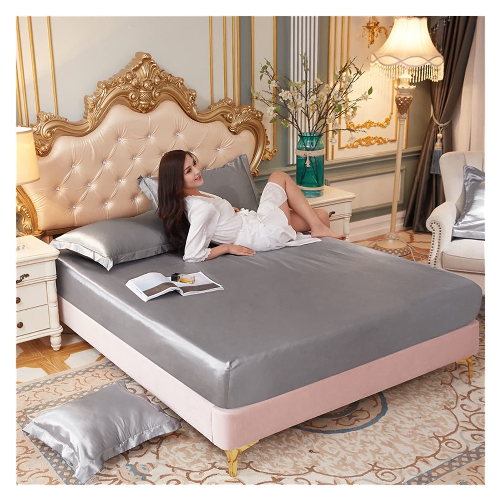 Draps en soie rafraîchissants de luxe pour un lit double haut de gamme