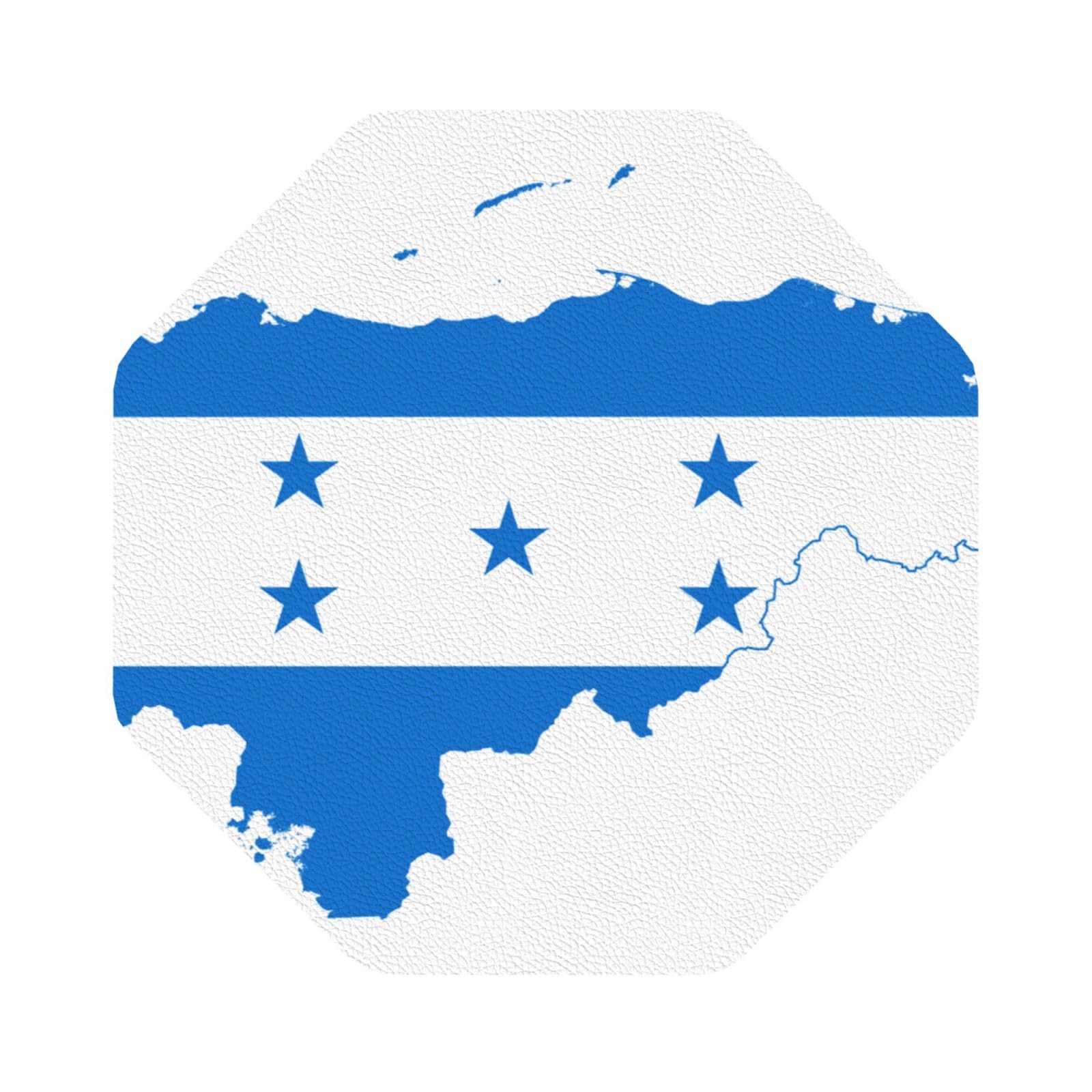 Honduras Flag PU Leather Coasters Set of 6 Octagon Drink Coasters