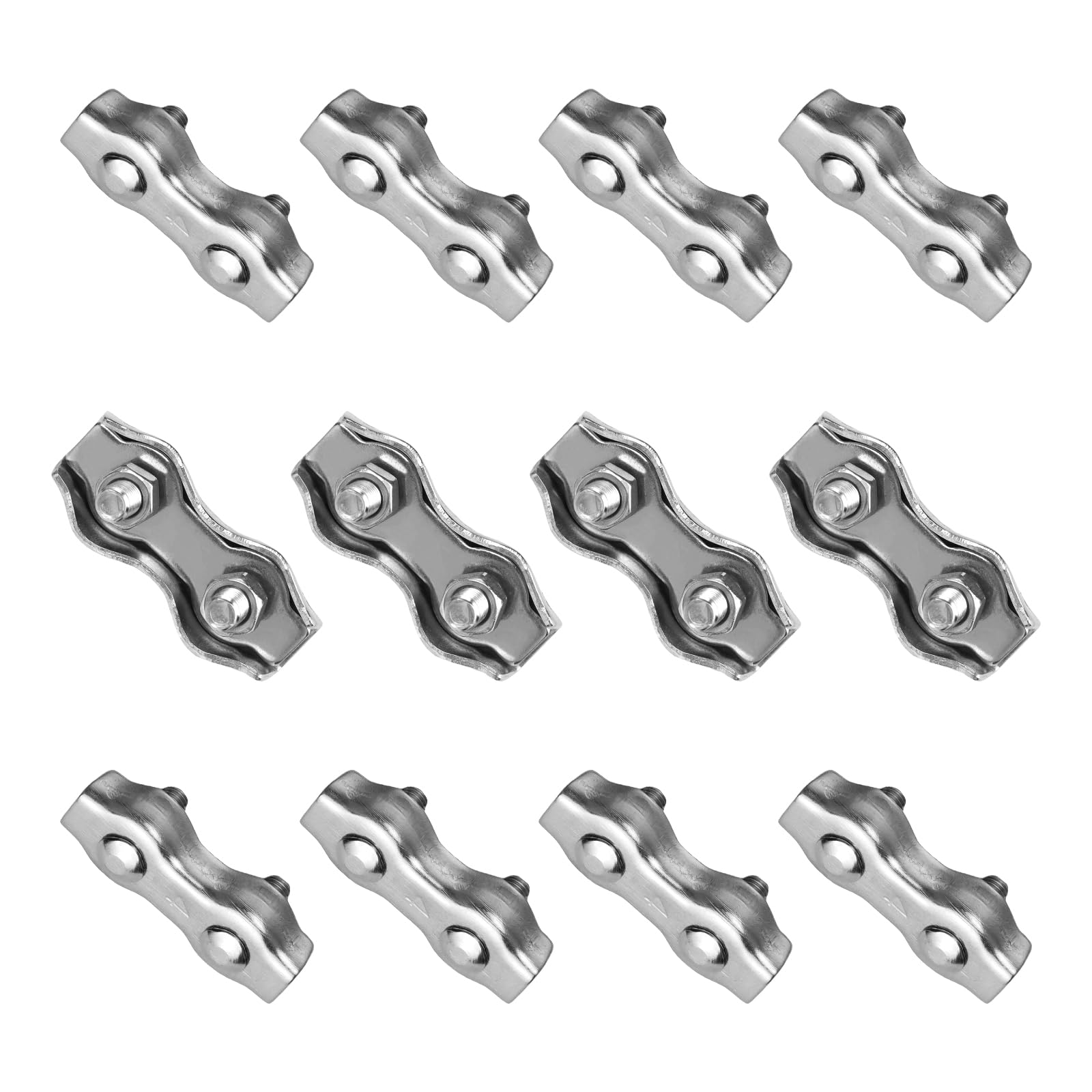 Serre-câbles Inox M4 - 6 Pièces Avec écrous Et Rondelles - Pour Câbles Acier 3-4mm