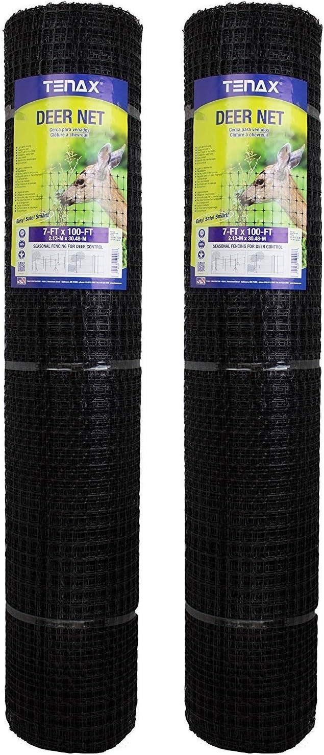 Tenax Garden Netting - Heavy Duty Deer Netting - 7 Ft x 100 Ft, Pack of 2 - Plastic