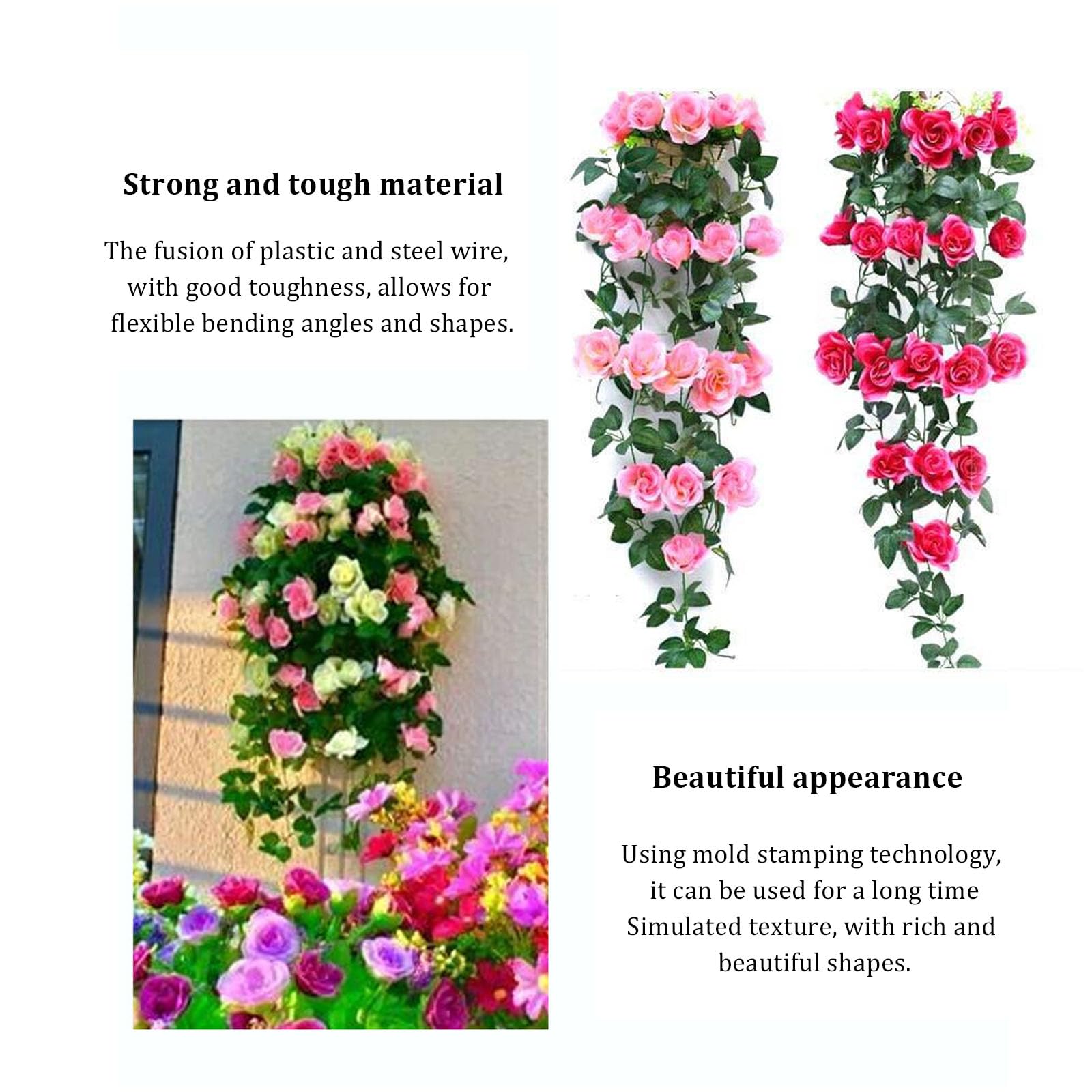 Künstliche Blumen Hängende Pflanzen Set 6 Stück Gefälschte Hängepflanzen für Haus Bauernhaus Indoor Veranda und Garten Dekoration Hängende Simulation Pflanzen für Draußen Haus Garten Wanddekoration