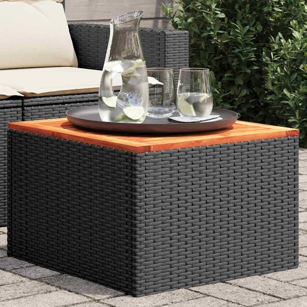 Garden Coffee Table Black and Brown PE Rattan Compact Outdoor Patio Table 21.7 x 21.7 in Square Durable Weather Resistant for Small Balconies or terraces