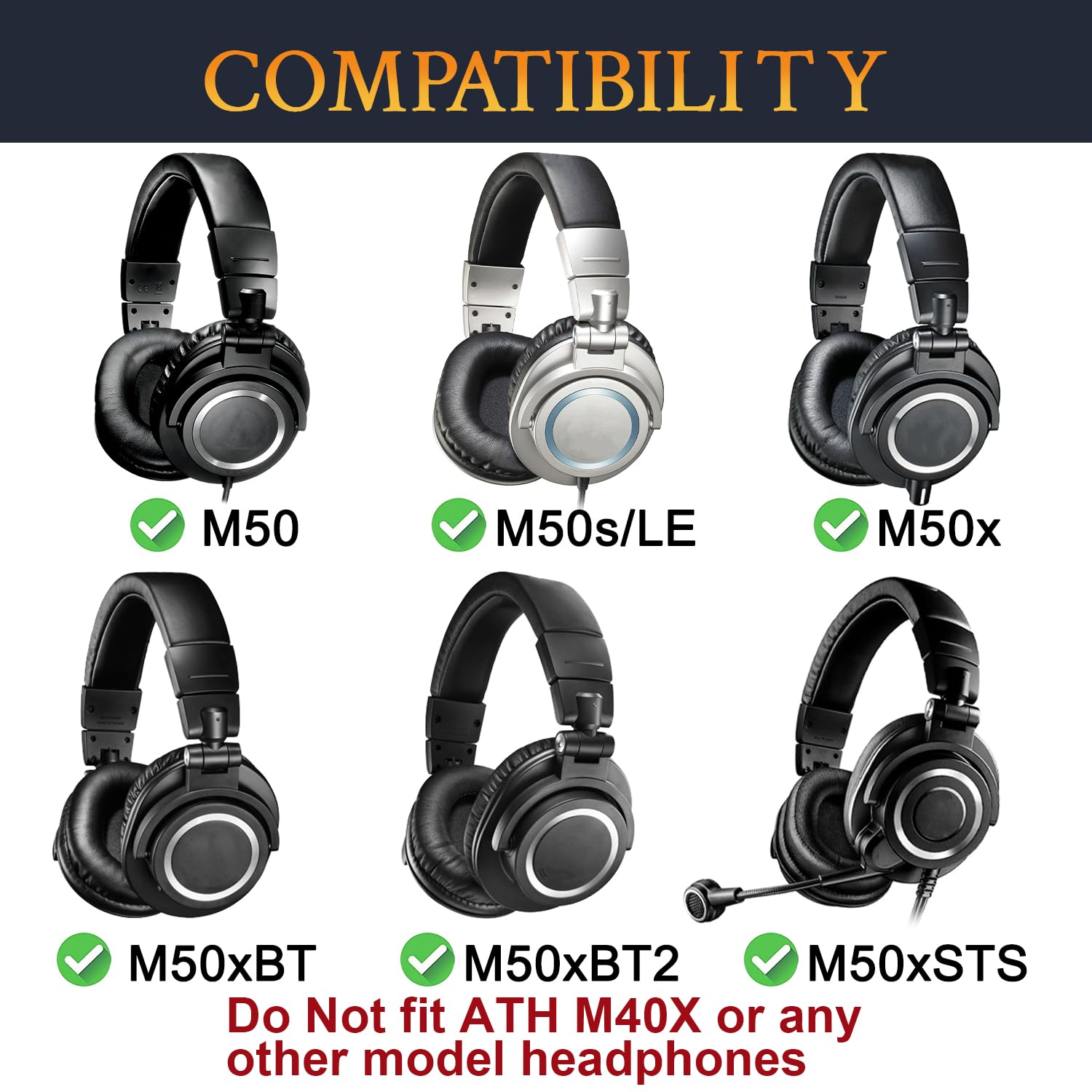 SOULWIT ochronny Osłona do Audio Technica ATH M50,M50X,M50XWH,M50XBT,M50XBT2,M50S/LE słuchawki pałąk opaski opaska na głowę,Łatwa instalacja DIY