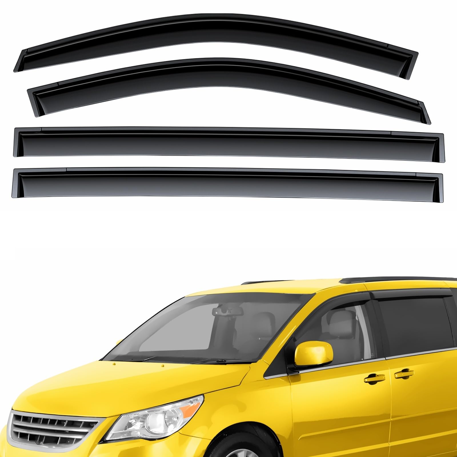 Extra Durable Window Deflectors Tape-On Window Visors Rain Guards Fit for Volkswagen (VW) Routan 2009-2014, Sun Visors, Wind Vent for Shades, Exterior