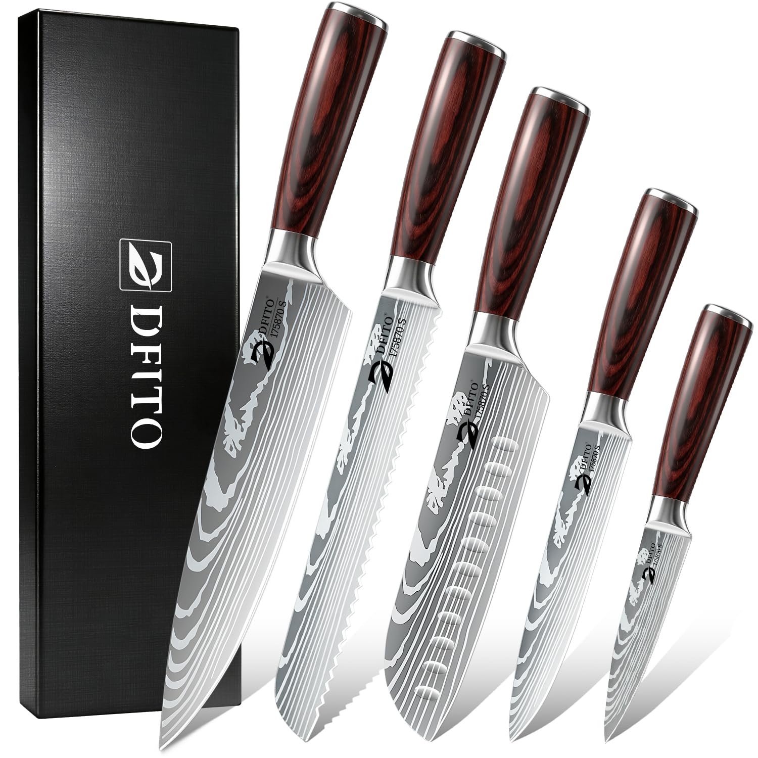 Amazon.com: Dfito Kitchen Knife Set, 5 Pieces High Carbon