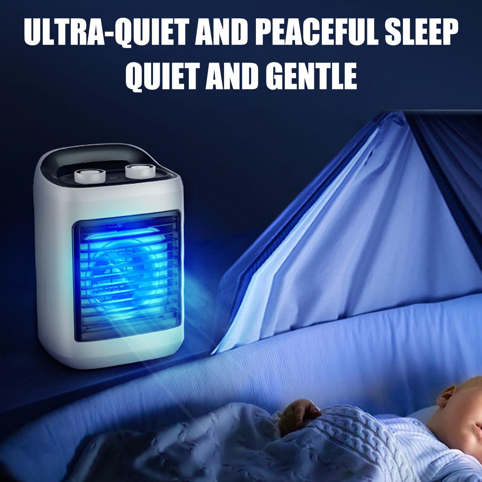 Ventilateur USB C Mini Climatiseur De Table Avec Vaporisateur D'eau, Diffuseur D'odeurs, Minuterie Arrêt Automatique, Pivotant, LED 7 Couleurs, Silencieux Portable, Maison, Bureau, Camping