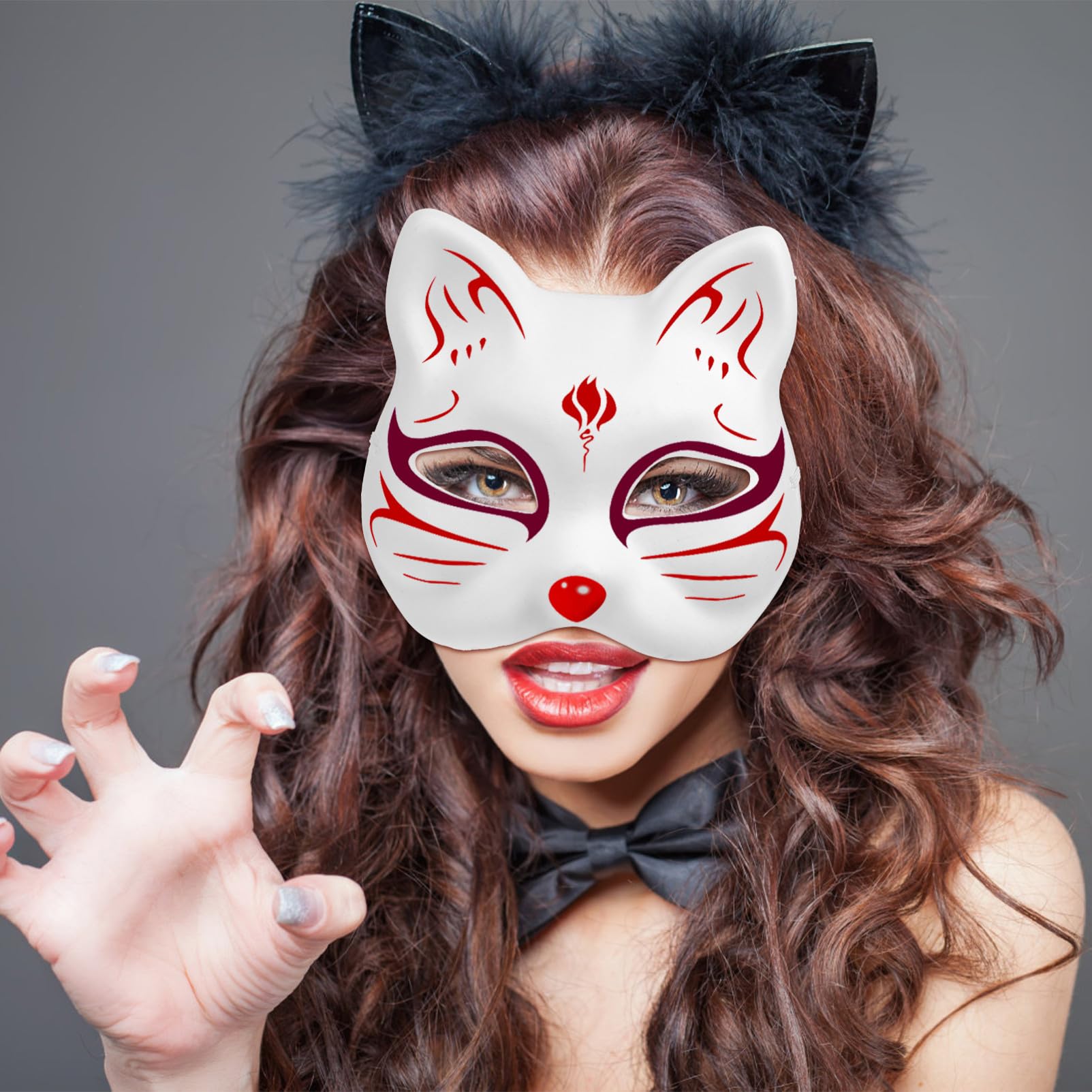 Healeved 10 Pezzi Maschere Gatto Vuote in Maschera Costume Leggera per Decorabile per Halloween Cosplay e Feste Maschera Mascherata Personalizzabile