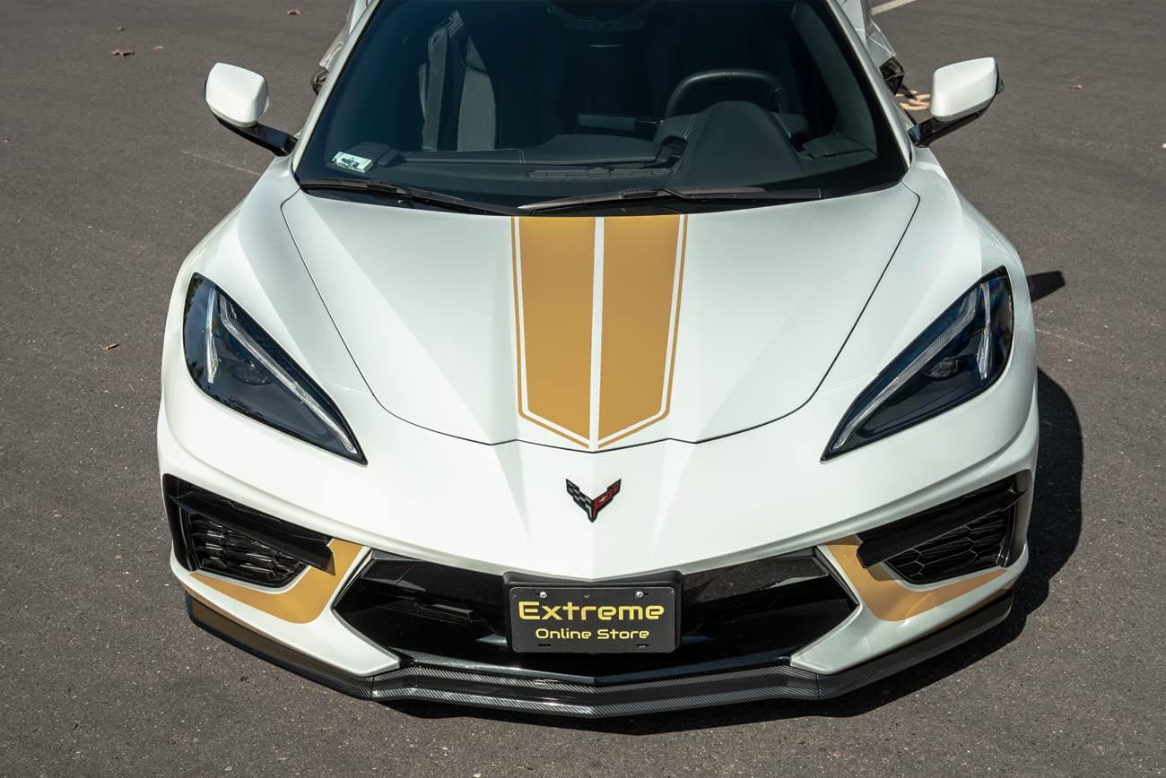 Replacement For 2020-Present Chevrolet Corvette C8 | GM Z51 Style Front Bumper Lower Lip Splitter (ABS Plastic - Hydro-Dipped Carbon Fiber)