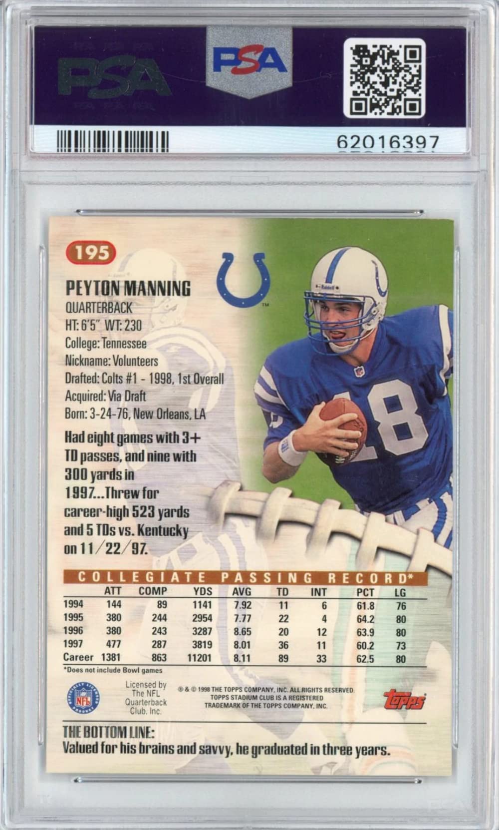Peyton Manning PSA 10 Slab - mckenzieross.com.au