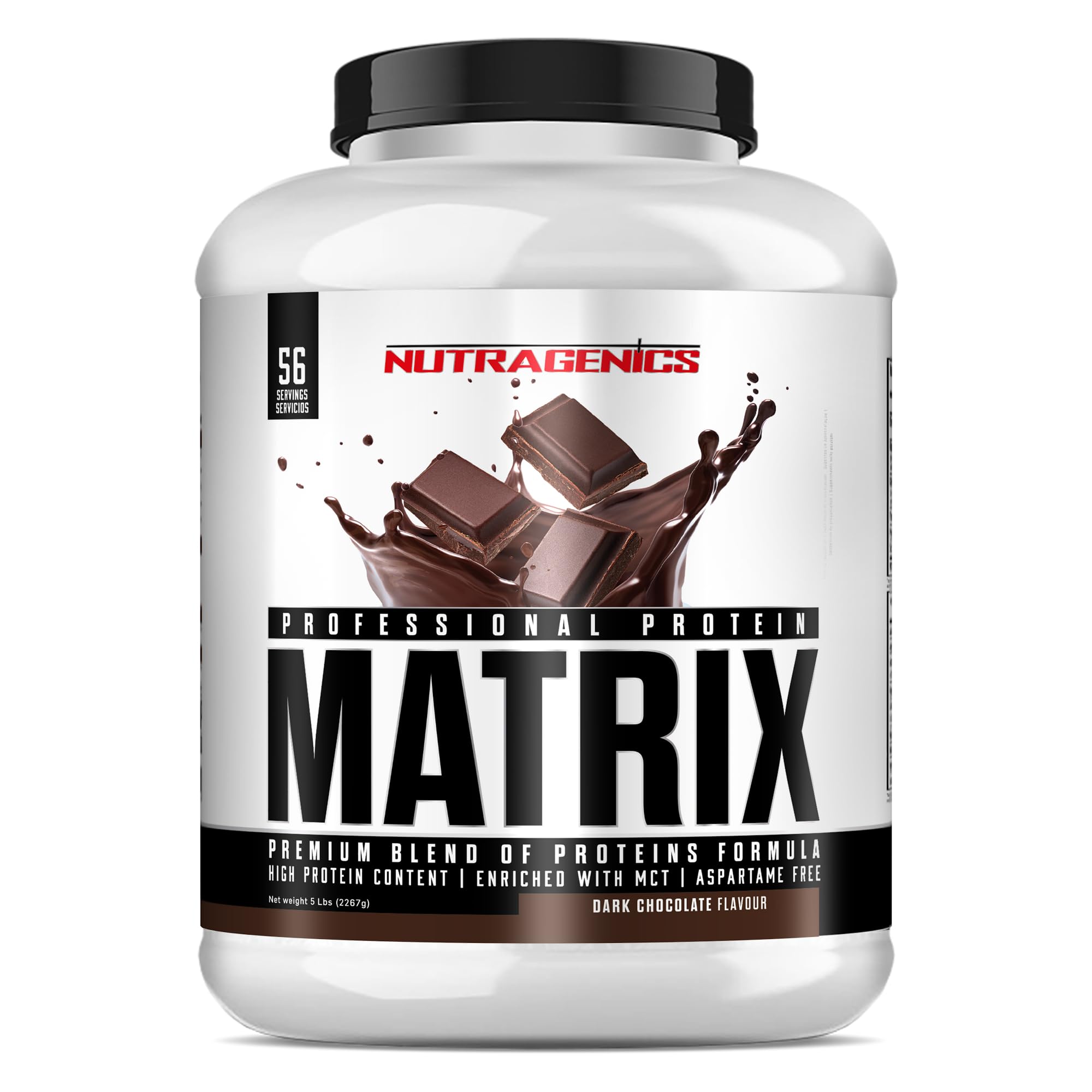 Matrix Professional Protein - Proteina de soja aislada, proteinas whey y caseina micelar - proteina aislado de soja - Proteinas para masa muscular - proteina whey 2,27 kg (Chocolate negro)