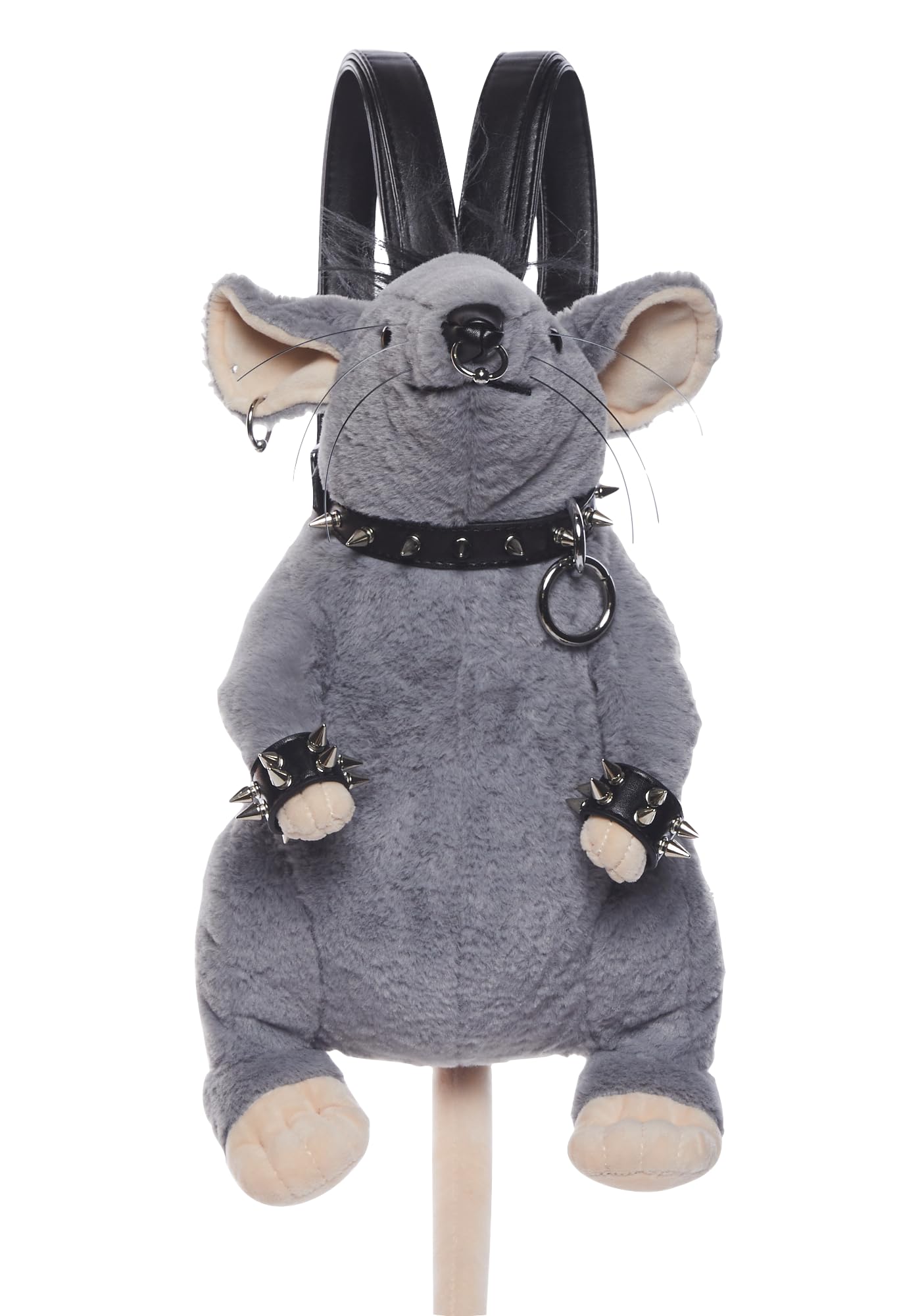 Dolls Kill Gnaw On This Rat Backpack by Current Mood – Faux Fur Bag with Adjustable Straps, Pierced Hardware & Removable Choker – One Size