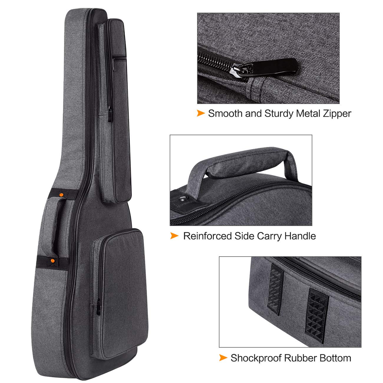 CAHAYA Torba na gitarę Gig Bag wyściełana torba 18 mm wodoszczelna torba na gitarę, szary, torba na gitarę