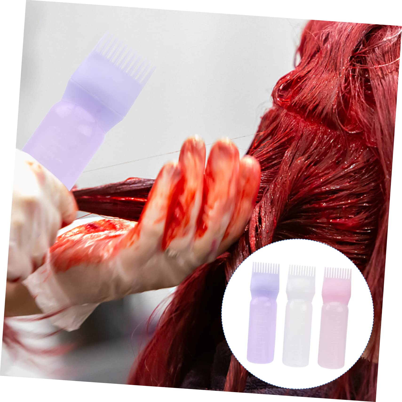 Gogogmee 3 Pack Hair Dye Bottles Scale Lines Styling Applicator Bottle for Hair Coloring