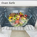 4.7QT Large Glass Mixing Bowl with White Lid, Big Salad Bowl with Lid, Large Glass Bowls for Sourdough and Kithen