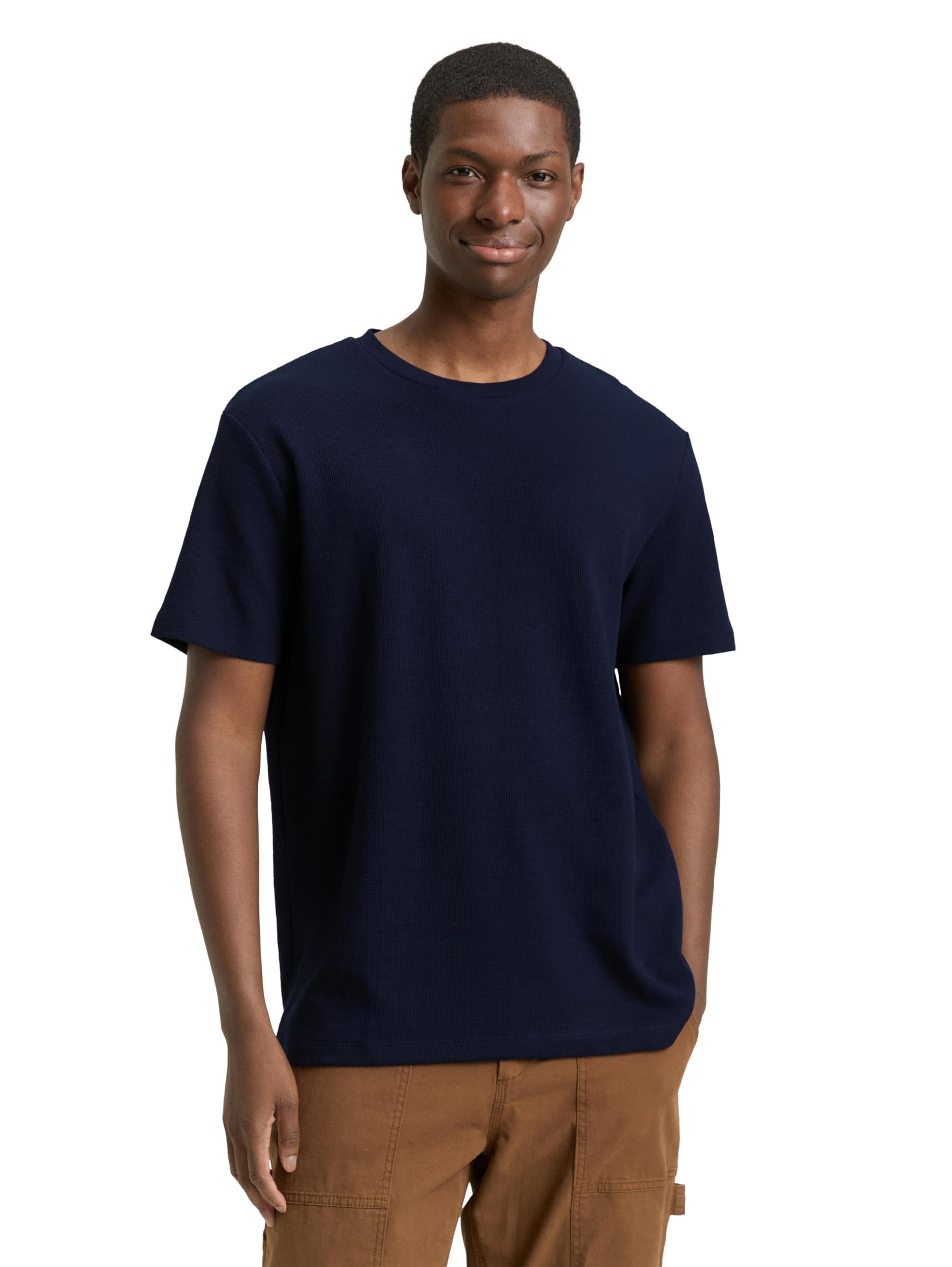 TOM TAILOR Denim Herren Basic T-Shirt mit Struktur