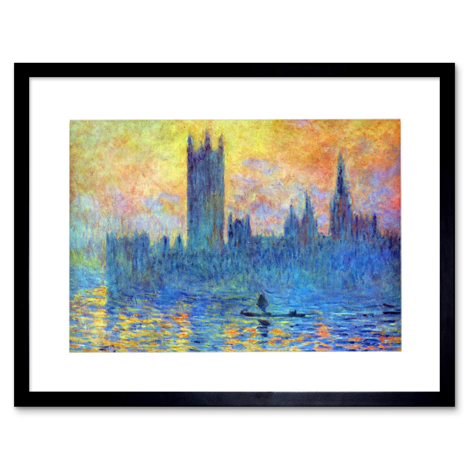 Wee Blue Coo Monet London Parliament Winter Painting Picture Framed Wall Art Print