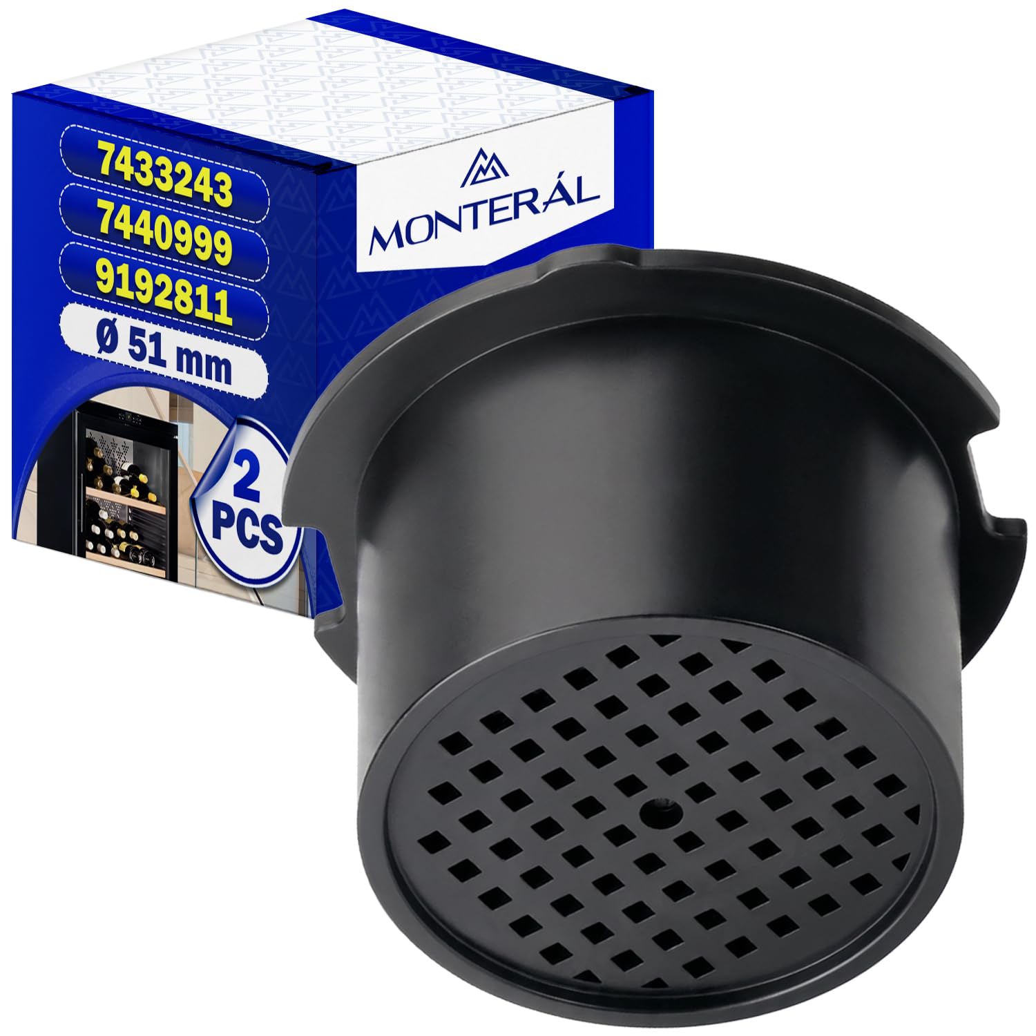 2 Pièces Filtre à Charbon Actif Frigo Cave a Vin Ø 51 mm avec Code Original 7433243 7440999 9192811 pour Liebherr 9447050 pour Miele 467217 606509 pour Bosch - MONTERAL