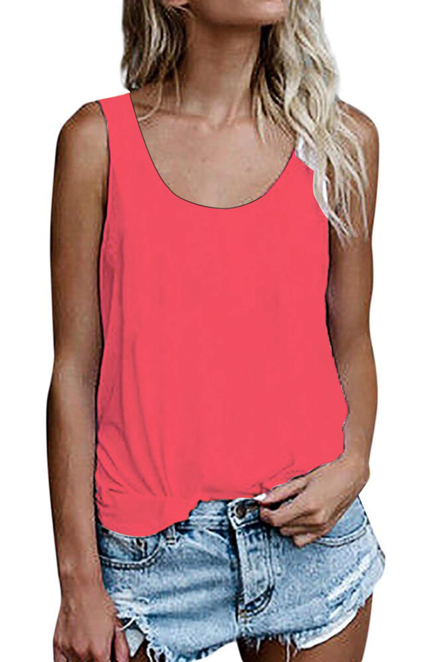 Damen Shirts Ärmellose Sommer Tunika Loose Fit Tank Tops