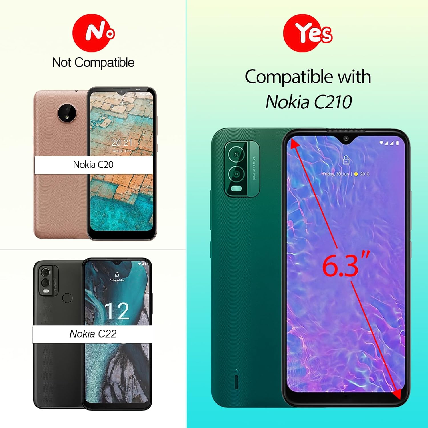 Screen for Nokia C210 LCD Display Replacement for Nokia TA-1584 Incell Touch Screen Digitizer Assembly(Black with Frame)