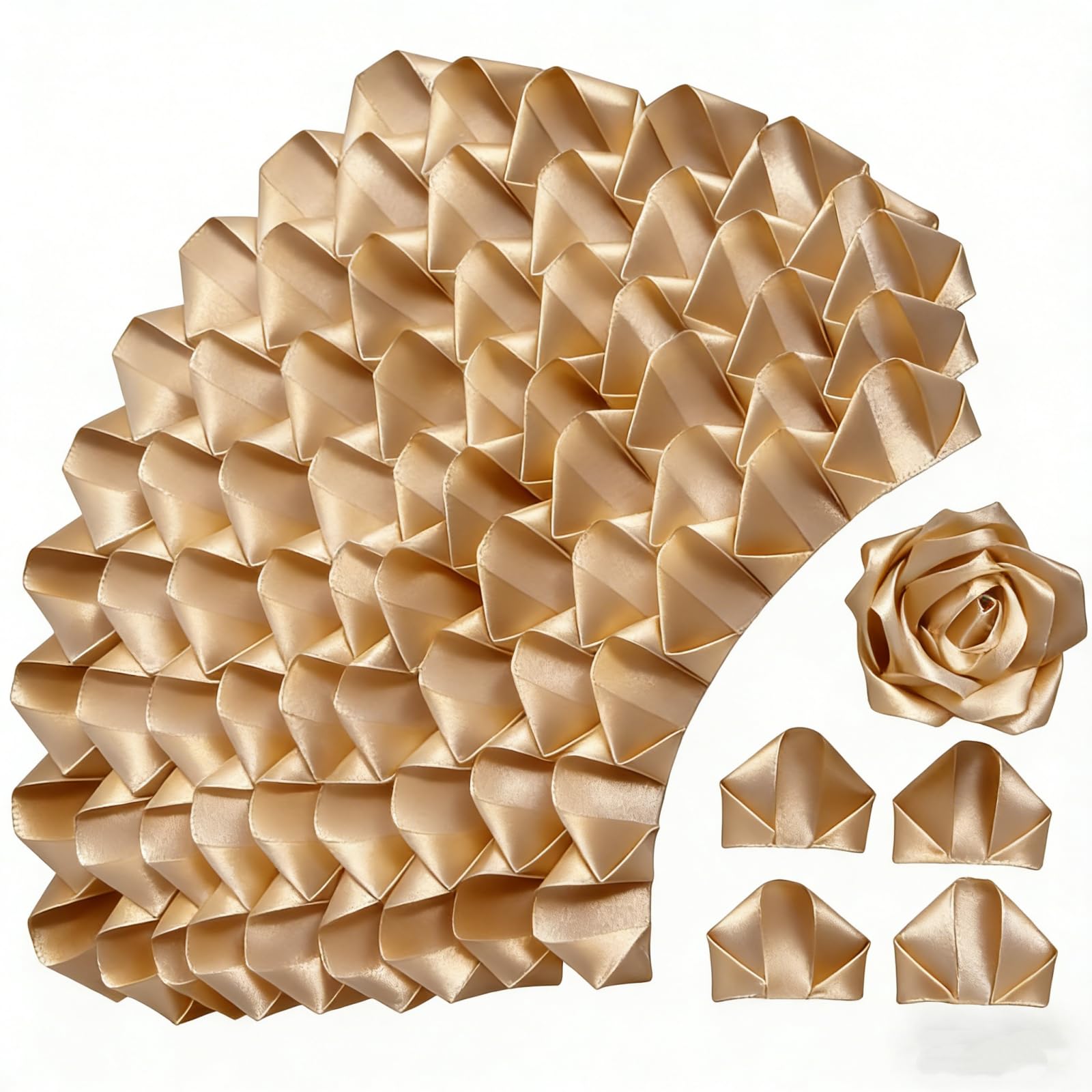 LatinaFlorista 300Pieces Premade Satin Ribbon Rose Petals - dried and preserved flora | Mubboo