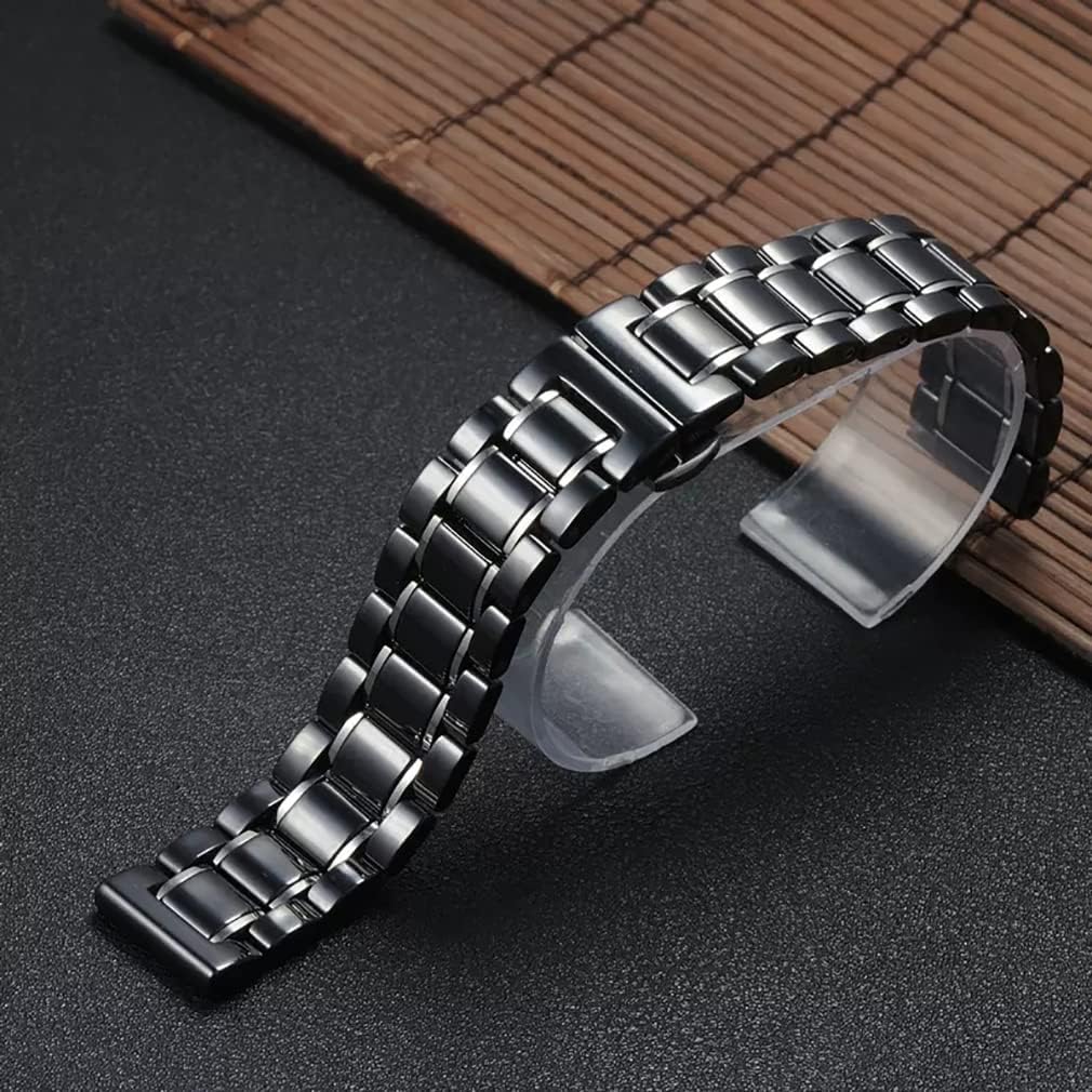 Ceramic Watch Band Universal strap with Quick Release Pins Butterfly Buckle Deployment Clasp Bracelet 14mm 16mm 18mm 20mm 22mm White Black