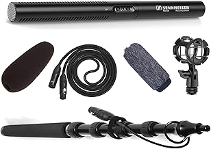 Sennheiser MKE 600 Video, Cinema and Broadcasting Shotgun Microphone Complete Kit with LyxPro Boompole, Shockmount, Windsc...