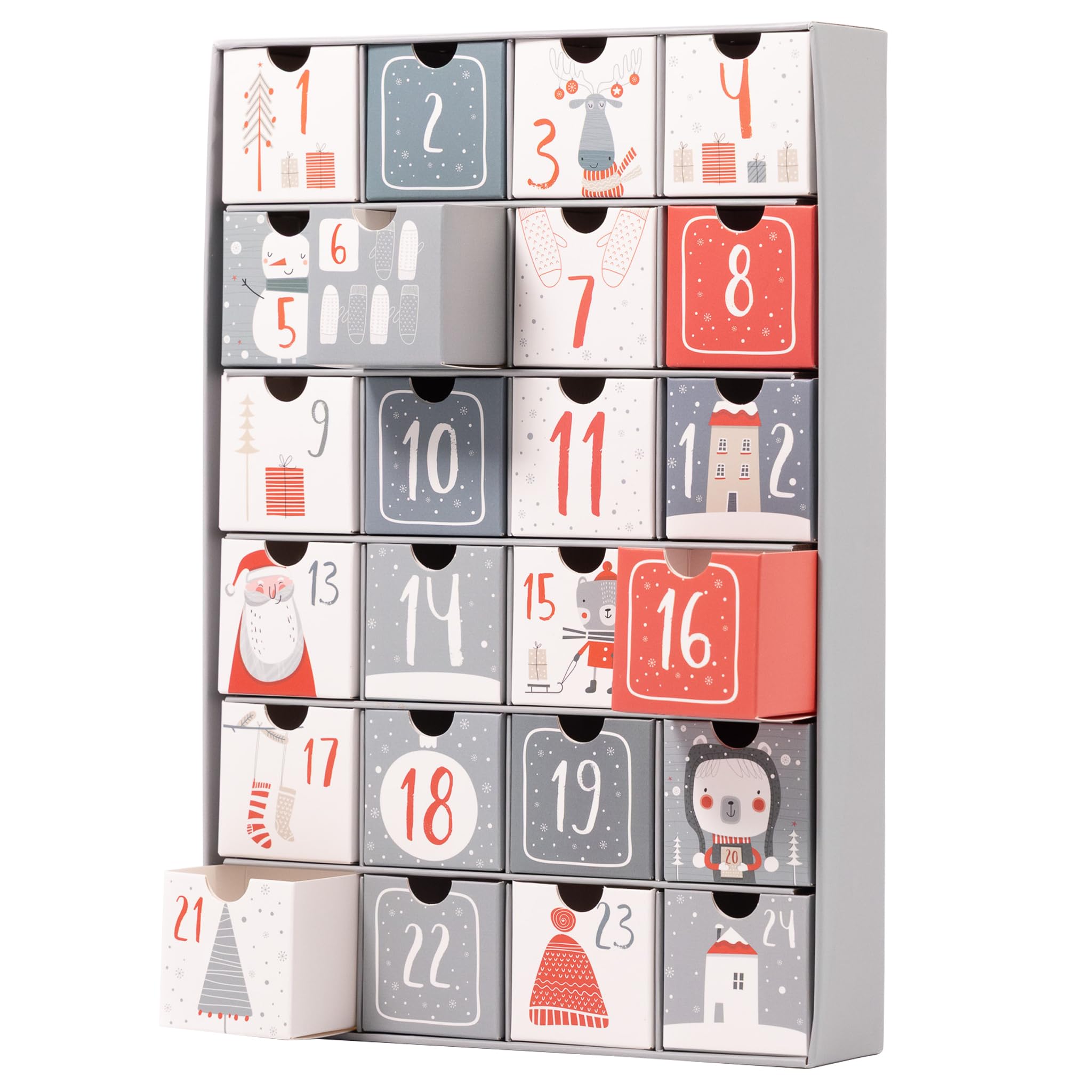 Fill Your Own Advent Calendar 24 Days Reusable 1-24 Empty Drawers for Christmas Countdown (Grey) - Image 2