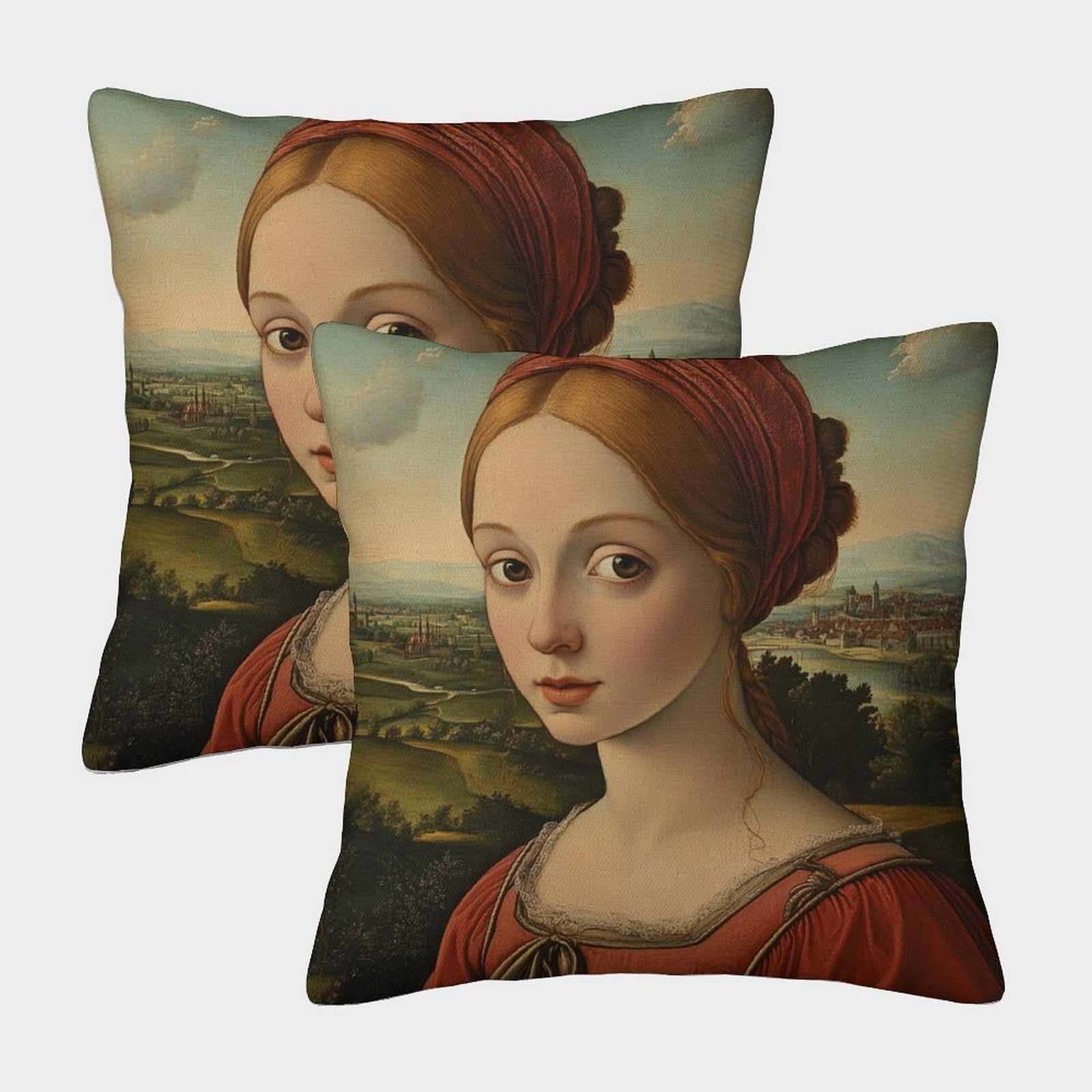 kaiyun 2 Pack Nordic Renaissance,Portrait of Female 3D Cushion Cover Pillow Cover Sofa Outdoor Decoration Square 45x45cm